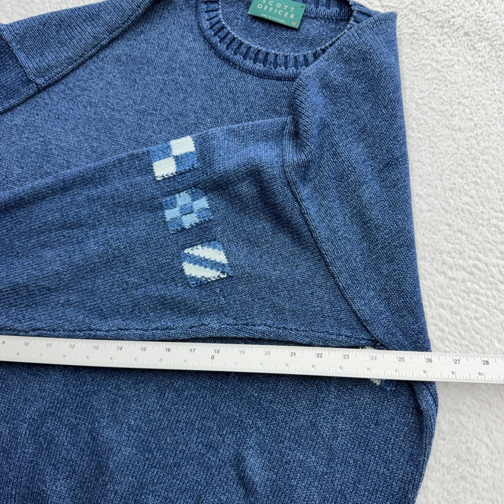 Scott Officer Mens Blue Geometric Intarsia Knit Sweater Made in Scotland Size M - Picture 6 of 8